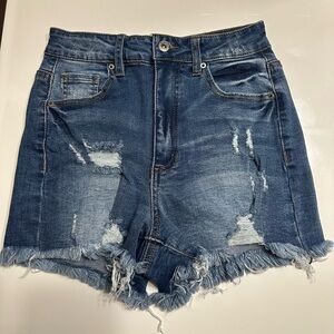High Rise Denim Distressed Women Shorts